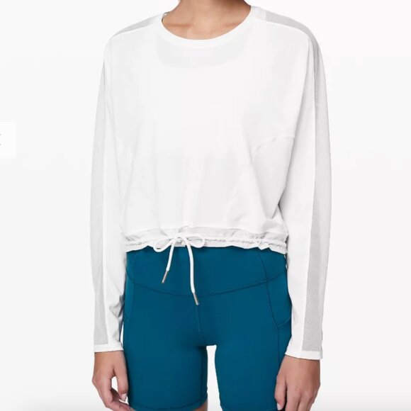 Lululemon Reach for the Run Long Sleeve Women's White Top cinched drawstring 8 - Picture 1 of 7